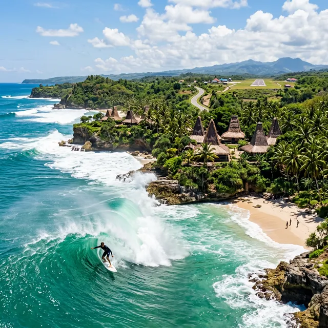 Rotsformaties en surf bij Kodi, West-Sumba